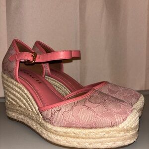 Coach Blush Pink Wedge Espadrilles